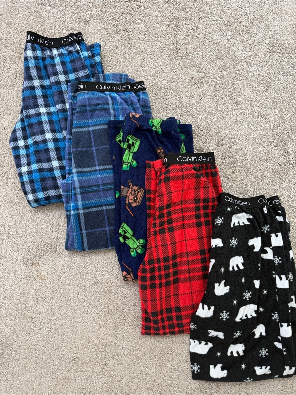 (5) Calvin Klein Kids Flannel & Fleece Pajama Pants - Blue, Navy, Red, Black